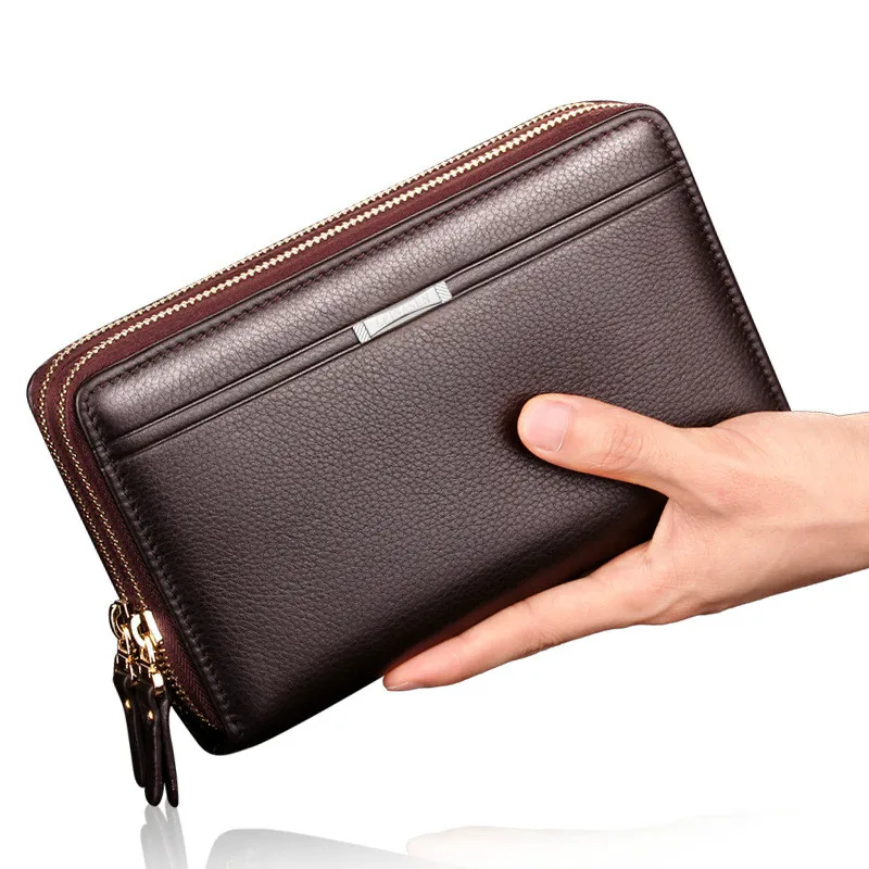 

2017 Genuine Leather Men Wallets Vintage Famous Brand Designer Card Holder Purse Bag Coin Pockets Long Clutch High Quality