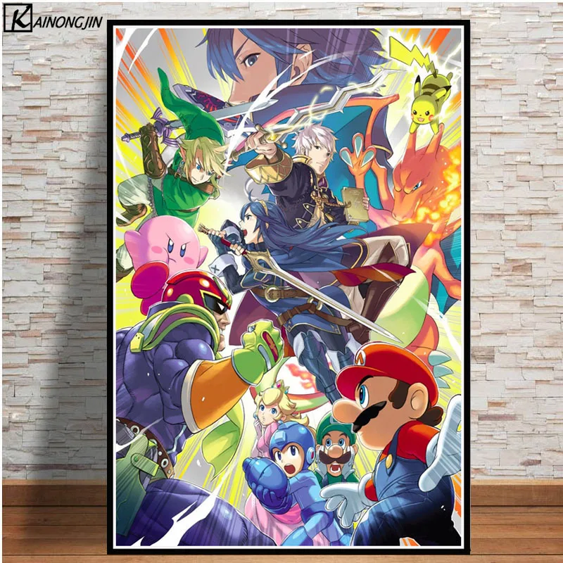 

Art Poster Super Smash Bros Poster Ultimate Anime Posters and Prints Wall Picture Canvas Painting Home Decoration