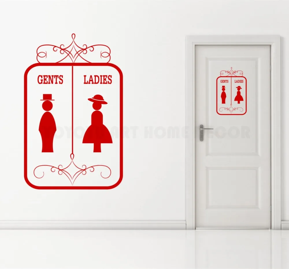 

Gents and Ladies Toilet Bathroom Sign Wall Decal Sticker Bathroom WC Door Sticker Home Decoration Mural AY1162