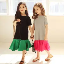 Мода года, Повседневное платье с короткими рукавами для девочек Летнее Детское платье для подростков Детские платья с оборками для девочек JW3403