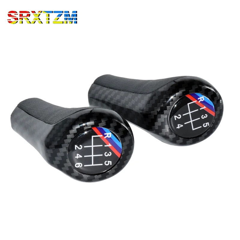 

SRXTZM For BMW E92 E91 E90 E60 E46 E39 M3 M5 M6 5 6 Speed Carbon Fiber Gear Handbrake Grips 3 Color Bar Car Gear Shift Knob 1pcs