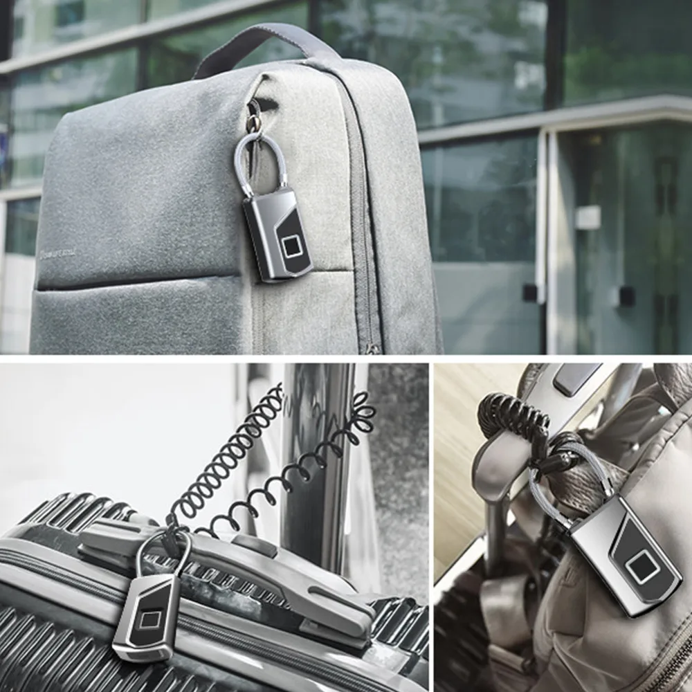 HonesThing Anti-Theft Security Padlock Mini Keyless Fingerprint Lock USB Rechargeable IP66 Waterproof Door Luggage Case Lock  7