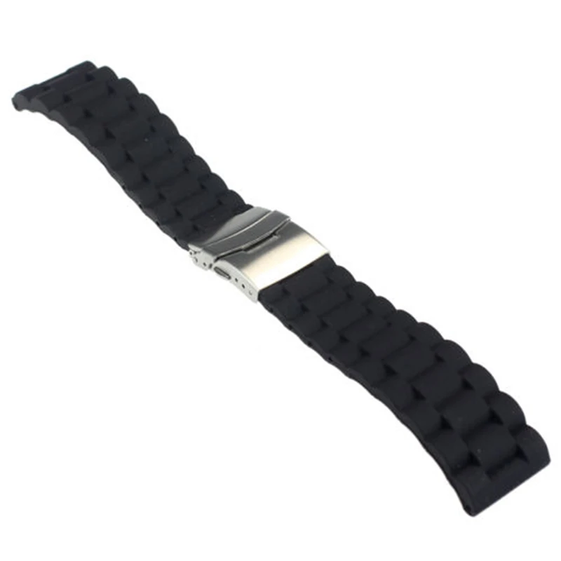 Shellhard 3Styles Sports Watch Band Waterproof Plastic Watch Band 20mm 22mm 24mm Black Watch Strap Deployment Buckle Bracelet
