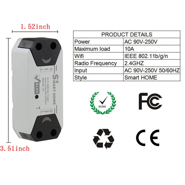 Frankever New Smart Breaker AC 90V-250V 10A APP Wifi Control Wireless Smart Switch Programmable Timer Voice Control  FK-CB10-2