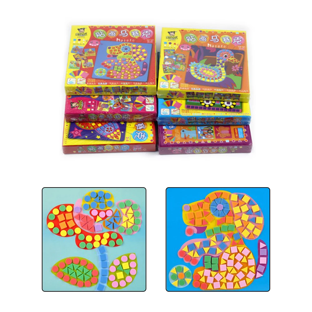 

3D Puzzle 6 Pcs/Lot Kids EVA Mosaic Stickers Children Puzzles Art Crafts DIY Animal Transport Puzzle 3D Toy Educational Toys