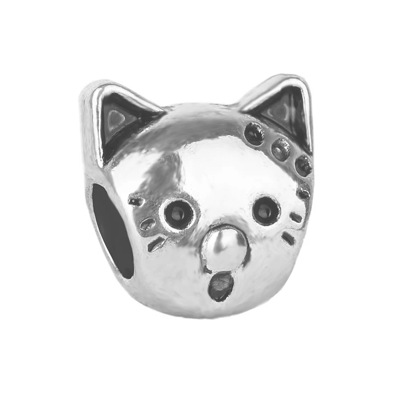 Sonykifa 2 шт./лот, горячая Распродажа, милые бусины в виде животных, очаровательные бусины, подходят к оригинальному браслету Pandora, ожерелье, подлинные ювелирные изделия - Цвет: Naughty cat