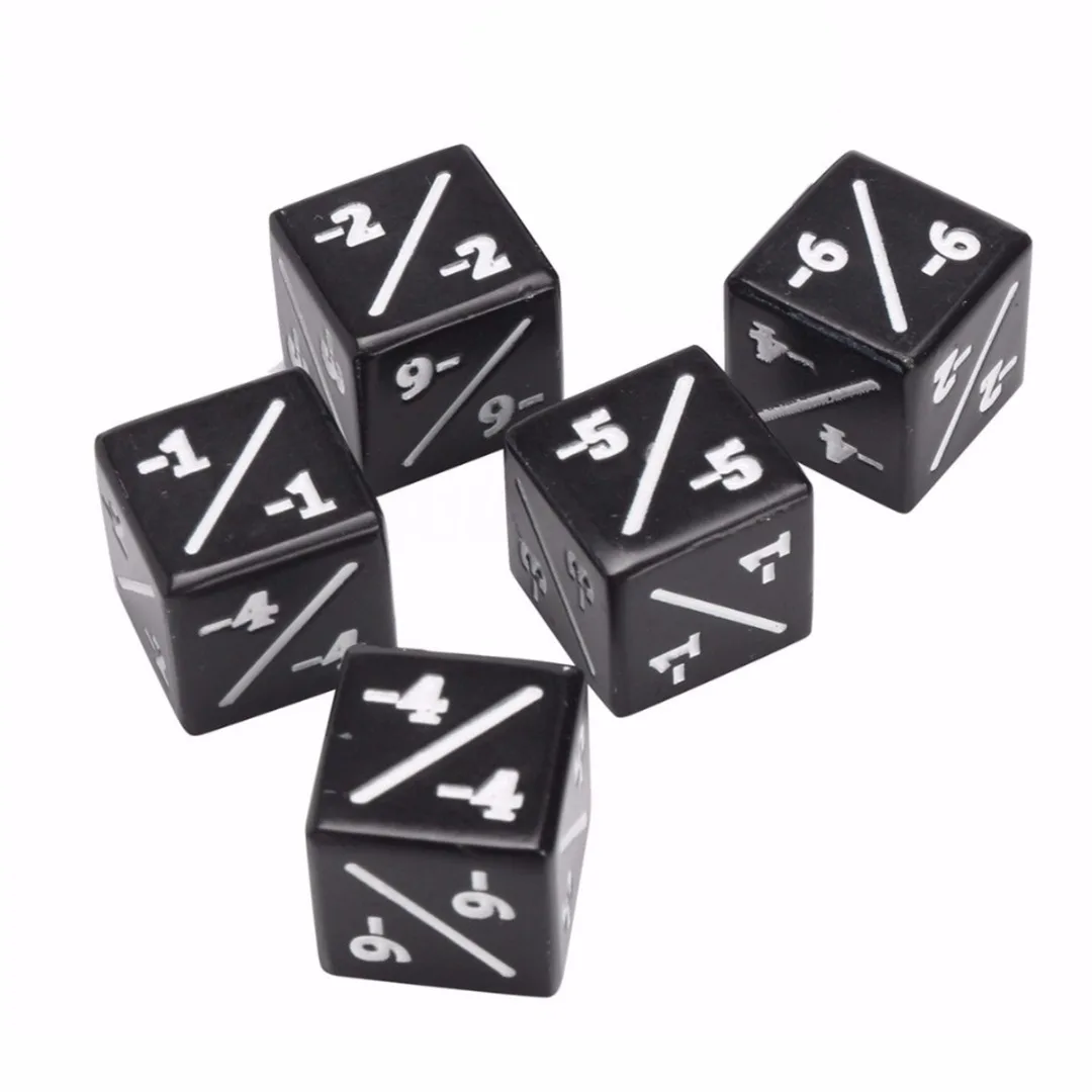 

5pc/set Black Dice Counters Negative -1/-1 For Magic The Gathering MTG Role Play Games Party Outdoor Tools
