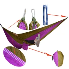 Portable Nylon Parachute Double Hammock Garden Outdoor Camping Travel Furniture Survival Hammock Swing Sleeping Bed For 2 Person
