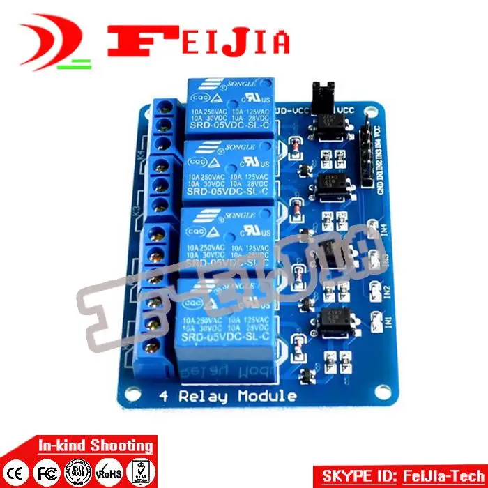 

4 channel relay module 4-channel relay control board with optocoupler. Relay Output 4 way relay module for ard uino