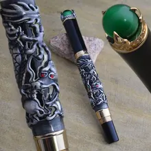 Авторучка M 18KGP NIB JINHAO СЕРЫЙ дракон король играть жемчуг зеленый жемчуг роскошный офис серебро Золотой на выбор