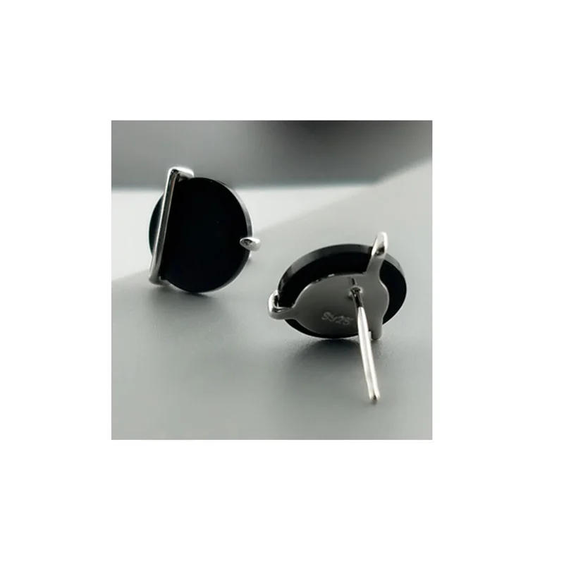 Настоящее Твердое Серебро 925 Ювелирный Набор минималистичный женский с натуральный камень "черный оникс" аксессуары