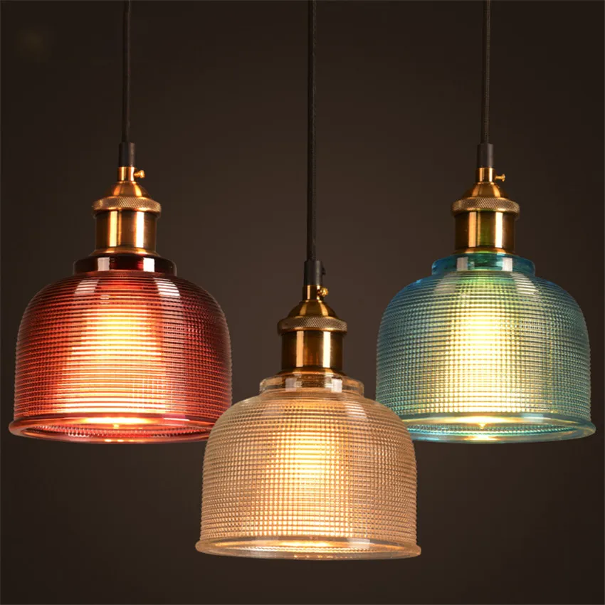 Vintage glazen Hanglamp Clear Kleur, Blauw, Rood, amber kleur Hanger Lampen Met Gloeilampen 110 V/220 V Edison Opknoping lichten|colorful pendant lamp|glass pendant lightpendant lamp -