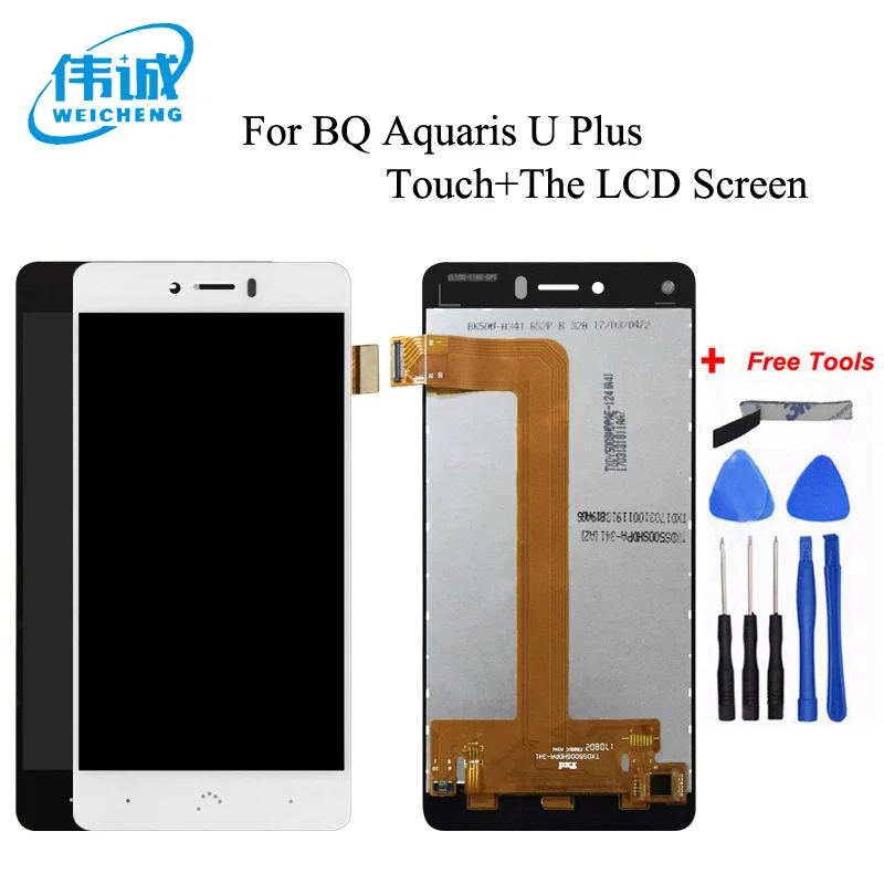 

WEICHENG 100% Tested For BQ Aquaris U Plus LCD Display Touch Screen Assembly For bq u plus LCD Panel Tactil+Free Tools