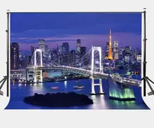150x220cm Beautiful City Night View Backdrop Modern Viaduct Bridge Tokyo Tower Photography Background