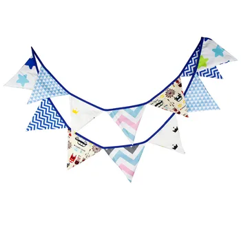 

1pcs 3.2M 12Flag Blue Baby Birthday Cloth Banner Children Party Decoration Flag Outdoor Shooting Flag Festival Wall Deco Pennant