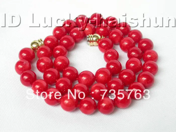 

xiuli 0020 100% NATURAL 10MM ROUND RED CORAL NECKLACE
