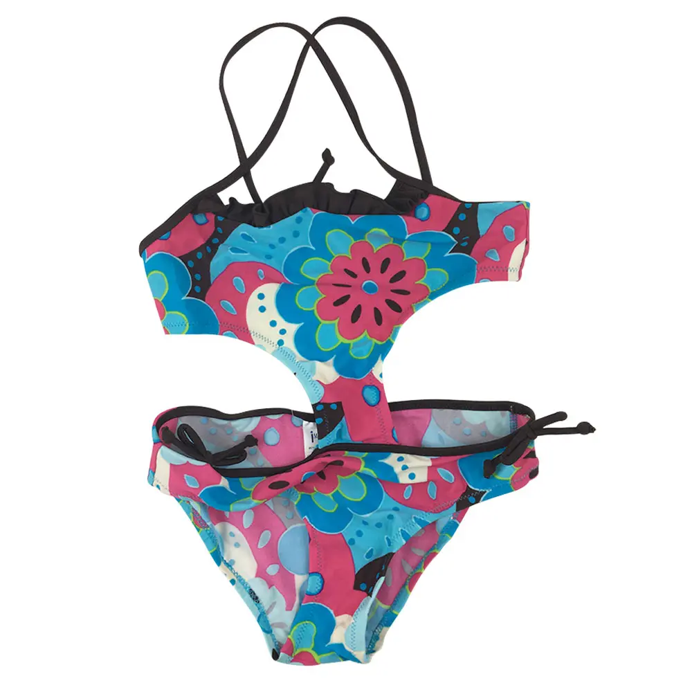 2017 New Model Cute Baby Girl Swimwear Two Piece with Flora Pattern 2