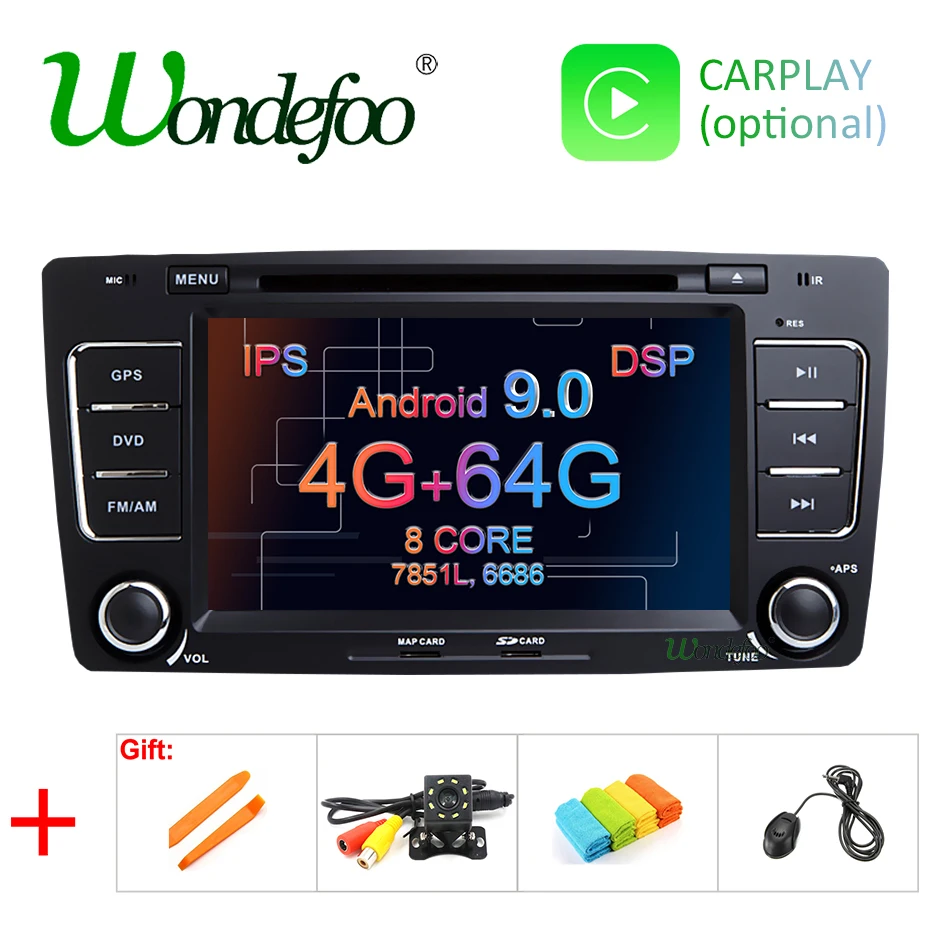 Excellent DSP IPS 4G 64G Android 9.0 CAR DVD PLAYER For SKODA Octavia 2009 2010 2011 2012 2013 GPS radio receiver navigation tape recorder 0