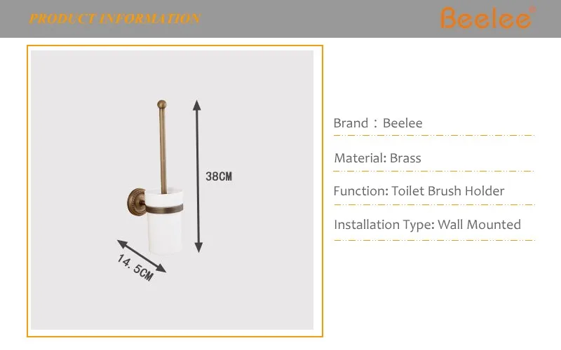 Beelee BA6104A Ванная комната туалет туалетная щетка с держателем настенное крепление латунь антикварные настенные Soild латунь держатель для