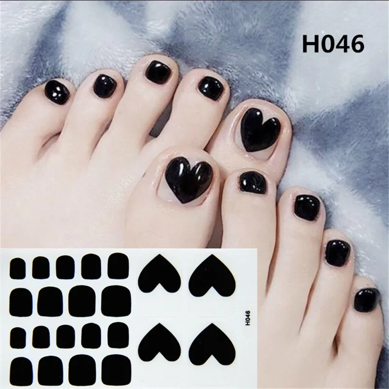 22tips Korea Toe Nail Sticker Wraps Adhesive Decals Toenail Polish Strips DIY Pedicure Foot Decals Manicure Women