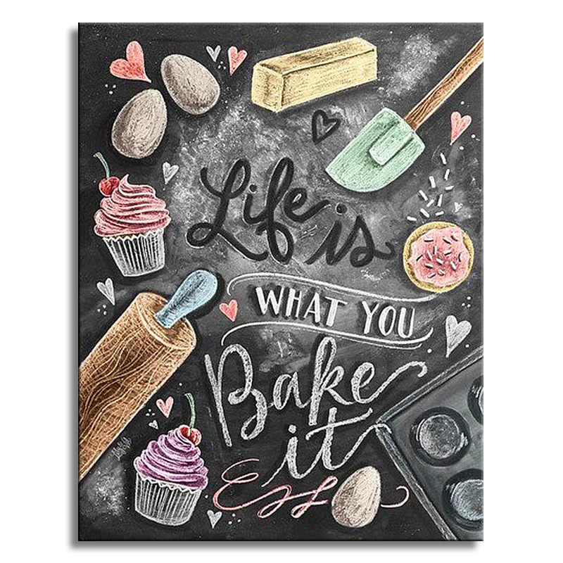 

Diamond Painting Full Square Drill"Chalk Board Kitchen Art "Daimond Embroidery Cross Stitch Rhinestone Mosaic for Kitchen Room