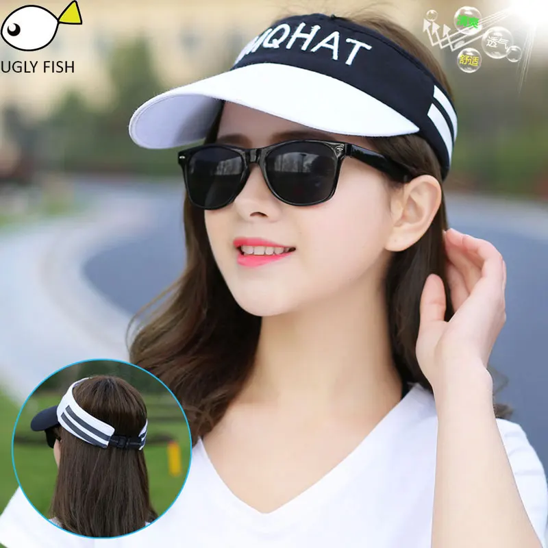 sun visor caps men women sun visor hat outdoor summer black white visors for women  (4)