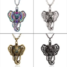 

1PC Vintage Style Lucky Elephant Magnetic Closure Locket Essential Oil Diffuser Pendant Necklace Aroma Necklace with Lava Rock