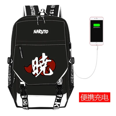 Наруто школьный ранец Итачи Учиха мультфильм студенческий рюкзак для подростка usb зарядка рюкзак для мужчин и женщин сумки на плечо рюкзак - Цвет: 2
