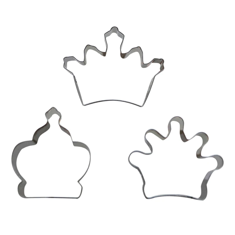 Best High Quality 3Pcs Set Stainless Steel Princess Crown King Queen Party Cookie Cutter Cake Biscuit Baking Tool Mold