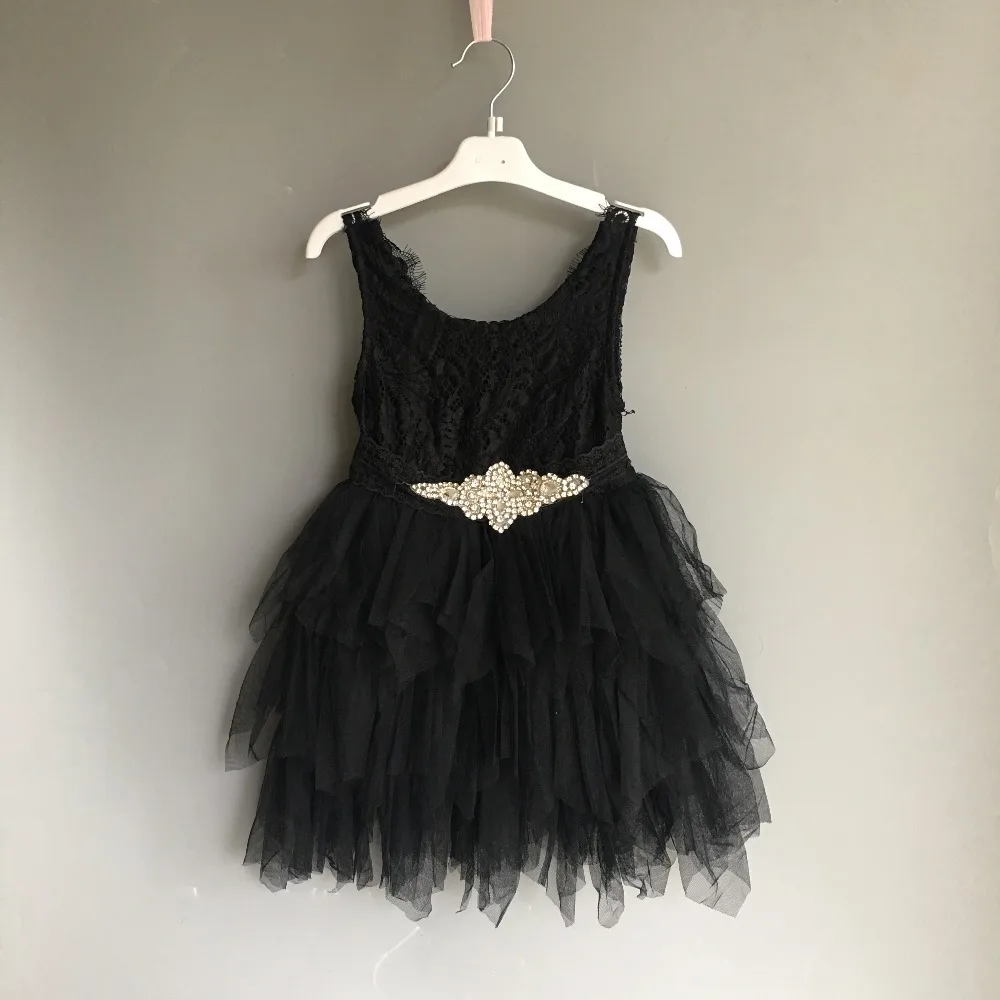 Детское черное кружевное платье-пачка с лебедем для девочек детское праздничное платье ведьмы Пышное газовое платье из тюля для маленьких девочек