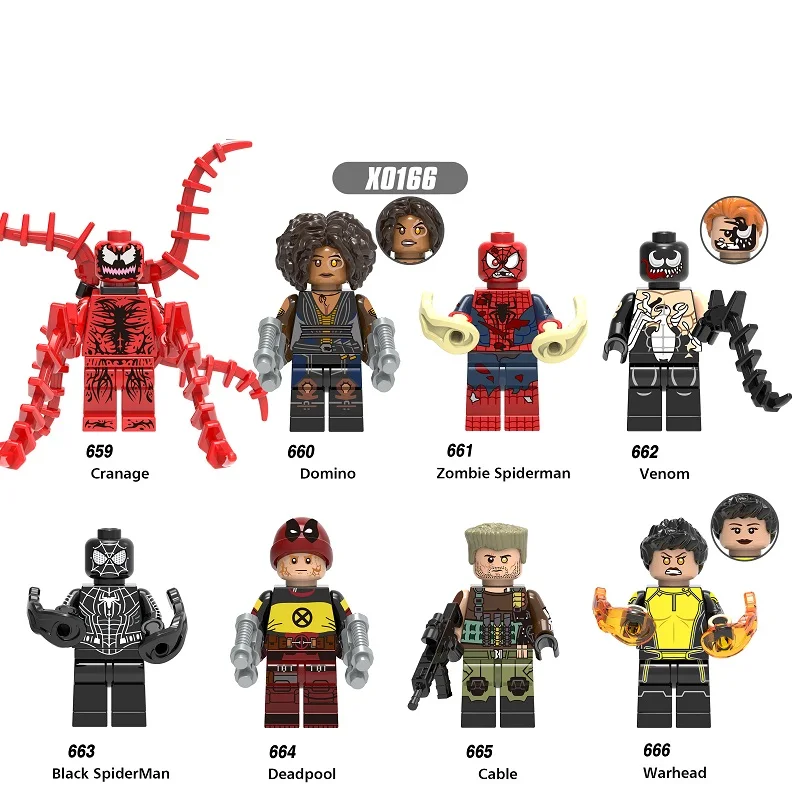 Одиночная распродажа супер-герои Deadpool Cable Venom Carnage Warhead Человек-паук строительные
