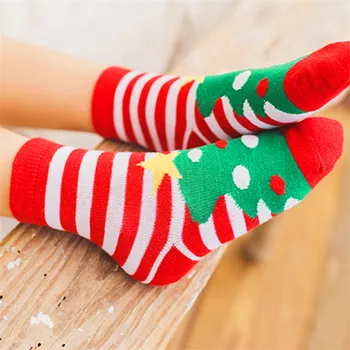

1Pair Cotton Spring Winter Autumn Baby Boys Girls Kids Socks Children Striped Terry Snowflake Elk Santa Claus Christmas socks