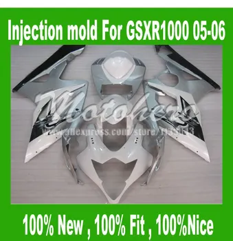 

injection mold for K5 SUZUKI GSXR 1000 2005 2006 GSX-R1000 White Silver GSXR1000 K5 05 06 motorcycle fairing kits R33438g