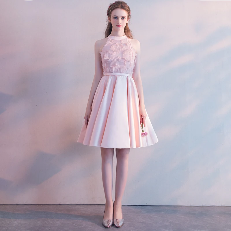 

KISBINI Pink Party Dresses For Women Summer Sleeveless Halter Short Style Princess Dresses Sweet Elegant For Party