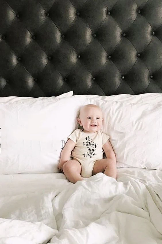 

My Father My Hero Baby Summer Jumpsuit Newborn Baby Bodysuits Short Sleeve Baby Clothes Infant Babe White Onesie Casual Wear