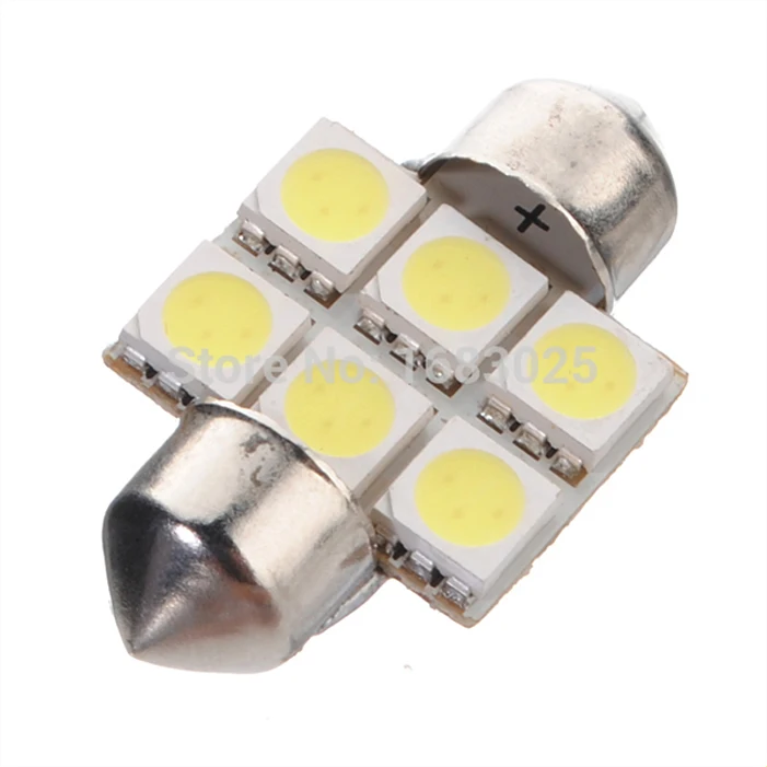 31 мм 5050 SMD 6 LED белый Festoon Dome Автомобильный интерьер чтения карты огни двери лампа