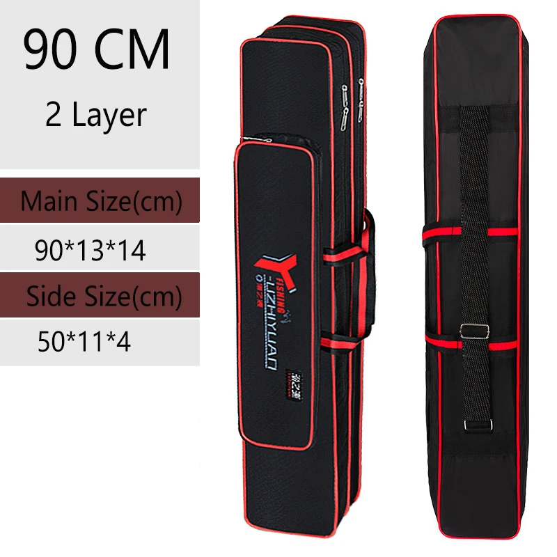 90cm 2 Layer Black Наружная 2/3 слойная сумка для рыбалки 80 см 90 см 120 см водонепроницаемая сумка для рыболовных снастей сумка для удочки XA106G - Цвет: 90cm 2 Layer Black