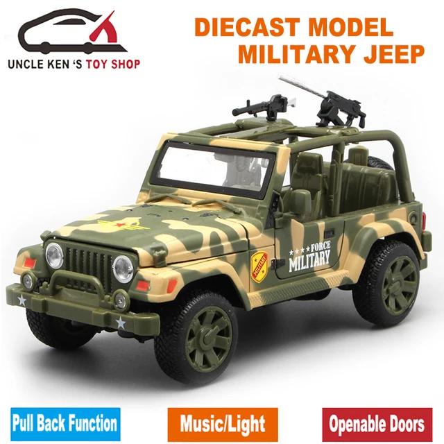 Diecast Military Jeep Model, Army Toy Cars With Gift Box/Openable Doors