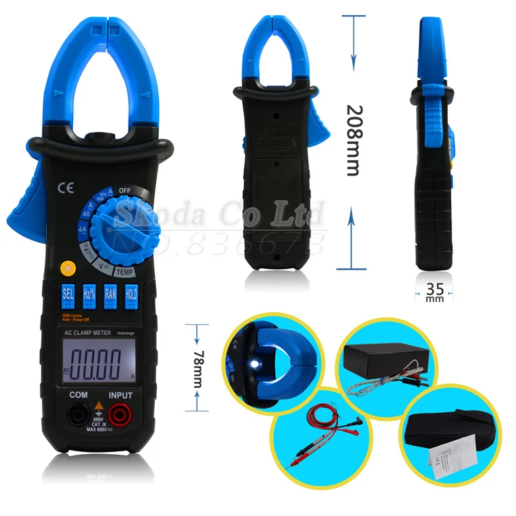 

B SIDE ACM02 Multimeter AC/DC Current Mini Clamp Meters w/ Capacitance Tester Digital Multimetro LCR Meter Megohmmeter