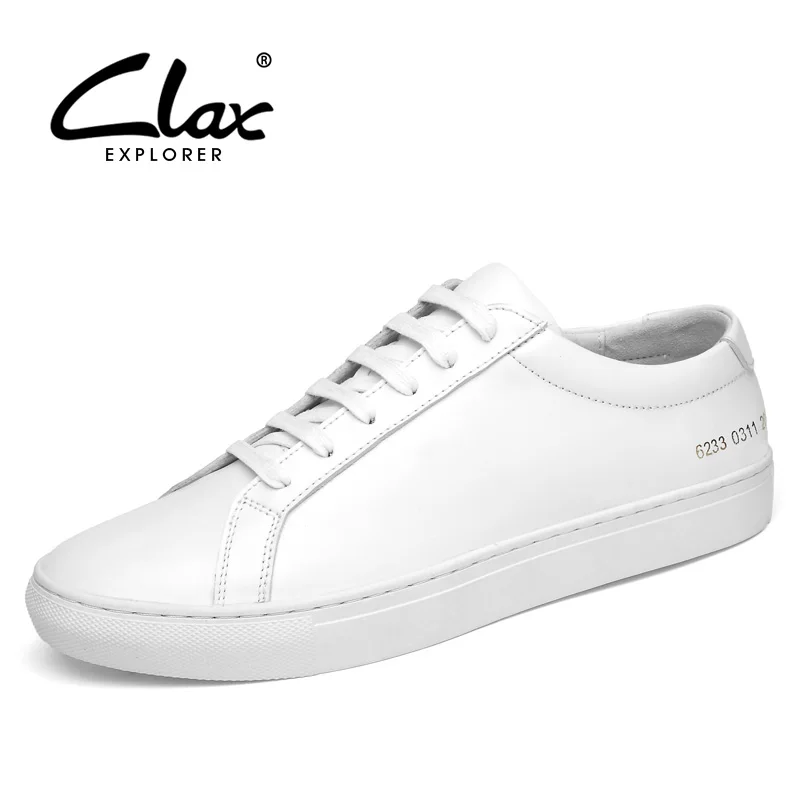 

CLAX Mens Leather Sneakers Summer Man White Shoe Breathable Male Casual Shoe Designer Fashion Leisure shoe