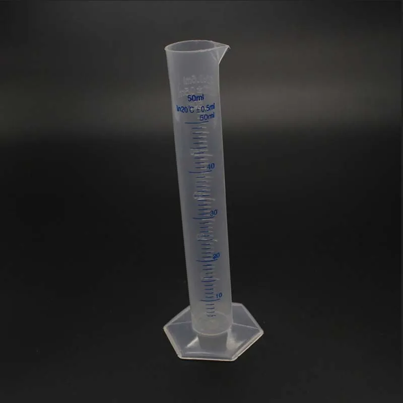 Химический набор, прозрачный белый пластиковый измерительный цилиндр, Градуированный лабораторный баллон, контейнер, трубка, измерительные инструменты, 50 мл