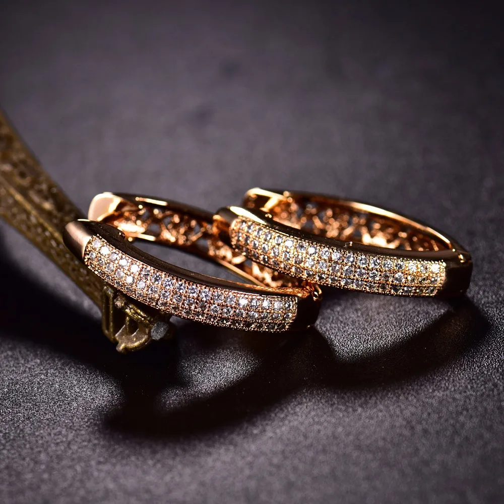XIAGAO, классические серьги-кольца золотистого цвета, покрытые австрийским кубическим цирконием ААА для элегантных женщин, модные ювелирные изделия Brinco AE035