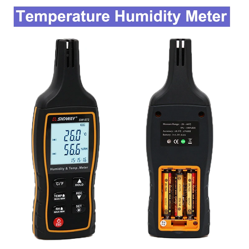 Kopen SW572 Handheld Draagbare hoge precisie Digitale Air Temperatuur vochtigheidsmeter Thermometer Hygrometer Gauge Tester