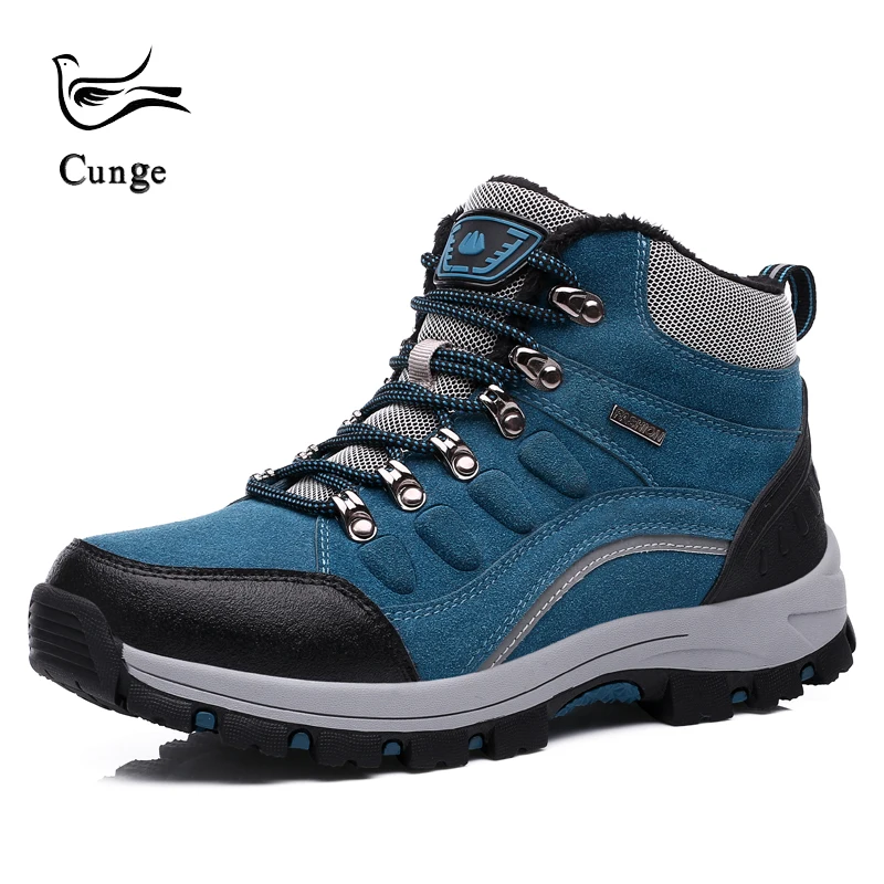 

Cowhide Leather Men Boots with Velvet Autumn/Winter Man Shoes Ankle Boot Men's Warm Snow Boots Tactical Work Combat Shoes