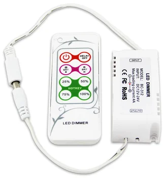 

BC 312-4A 8 Keys RF Remote LED Dimmer CV PWM Dimmer Controller For SMD 5050 3528 Single Color LED Strip Lighting Tape DC12V-24V