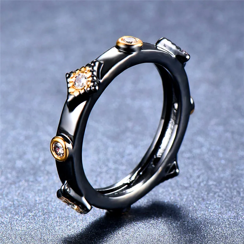 

Unique Design Male Female Finger Ring Fashion Black Gold Filled Ring Vintage Wedding Engagement Rings For Men And Women