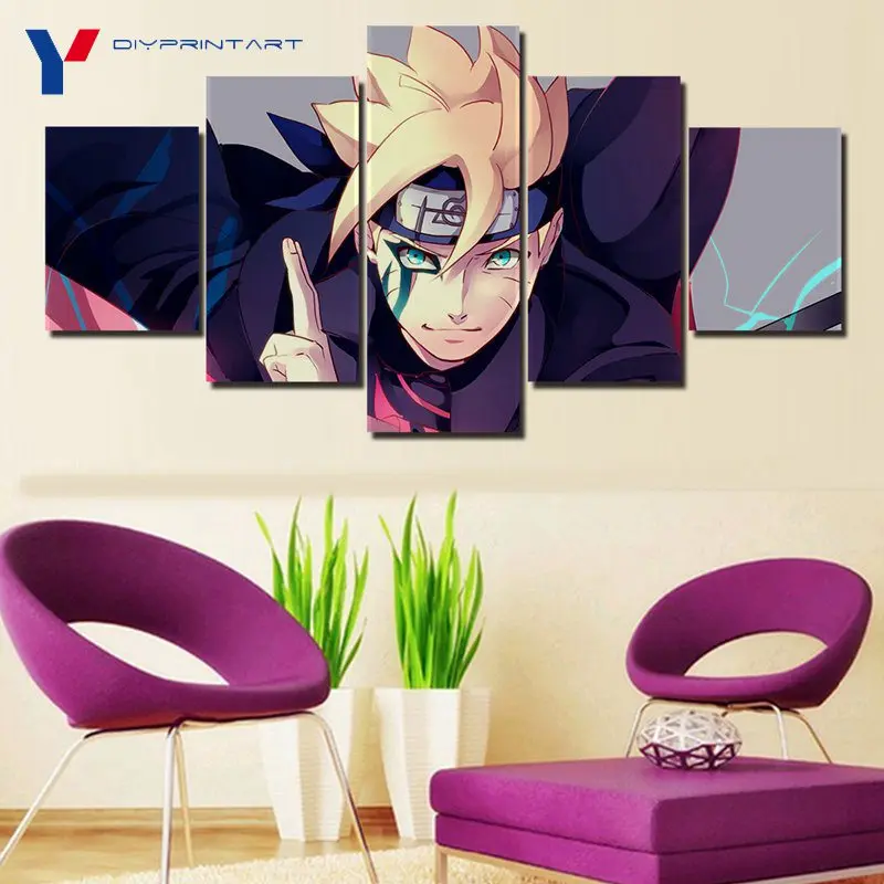 Boruto Uzumaki 5 шт. аниме настенные художественные плакаты постеры для гостиной
