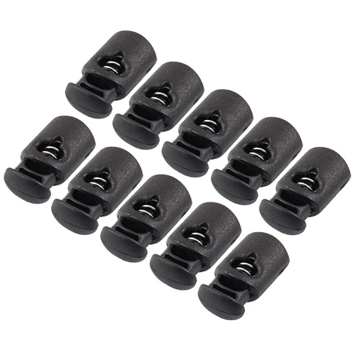 

T-Best In Aliexpress promotion 10Pcs Blac Plastic Toggle Spring Clasp Stop Single Hole String Cord Locks
