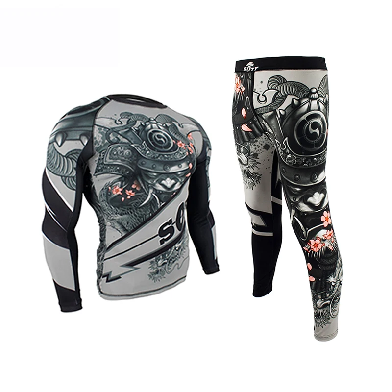 

Mma Rash Guard Boxing Jersey Men Pants Rashguard KickBoxing Cycling MMA Long SleeveTight T-Shirts Trousers Muay Thai Fightwear