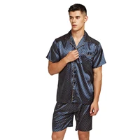 Tony&Candice Satin Silk Pajamas Shorts For Men Rayon Silk Sleepwear Summer Male Pajama Set Soft Nightgown For Men Pyjamas 4